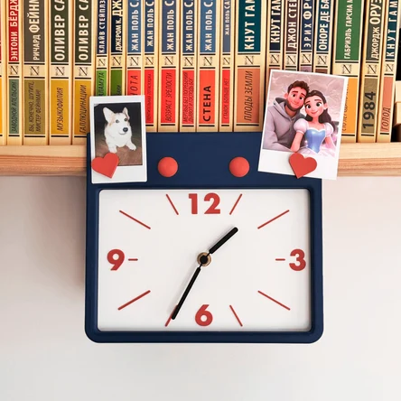 Часы для полки с магнитами, темно-синие